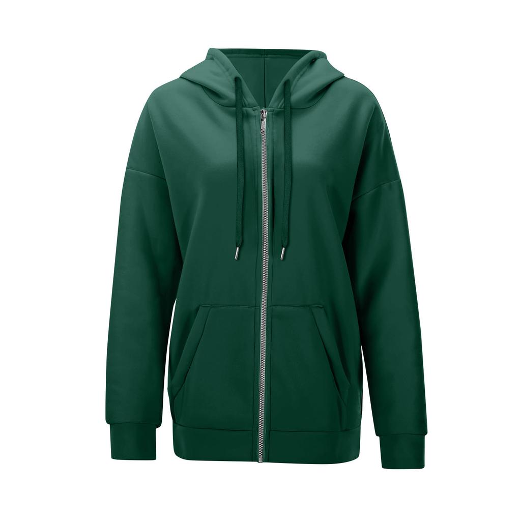 Women's Zipper Hoodie Long Sleeve Sports Jacket Pocket Clothing Fashion Apparel