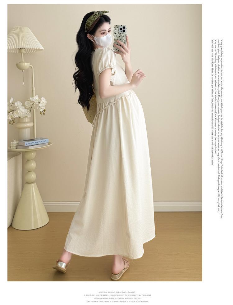 2026 Summer Maternity Dress: Elegant Neckline with Sequins, Loose Fit