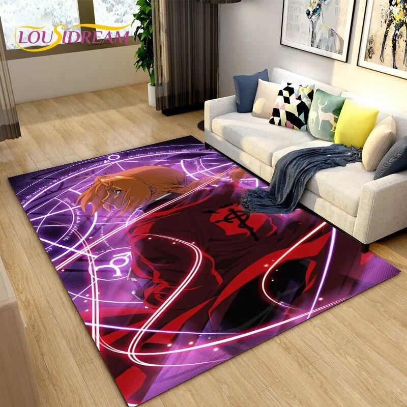 Anime Fullmetal Alchemist Area Rug Large,Carpet Rug for Living Room Bedroom Sofa Doormat Decoration,kids Play Non-slip Floor Mat