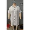 Women's Shirt Dress Solid Color Short-sleeved Lapel Cotton Linen Casual Loose Dress