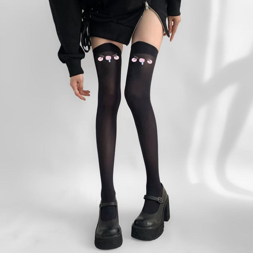 Podkolanówki Damskie Pończochy Bielizna Ultracienkie Przezroczyste Podkolanówki do Uda Seksowna Koronka Kokarda Długie Skarpety Podkolanówki