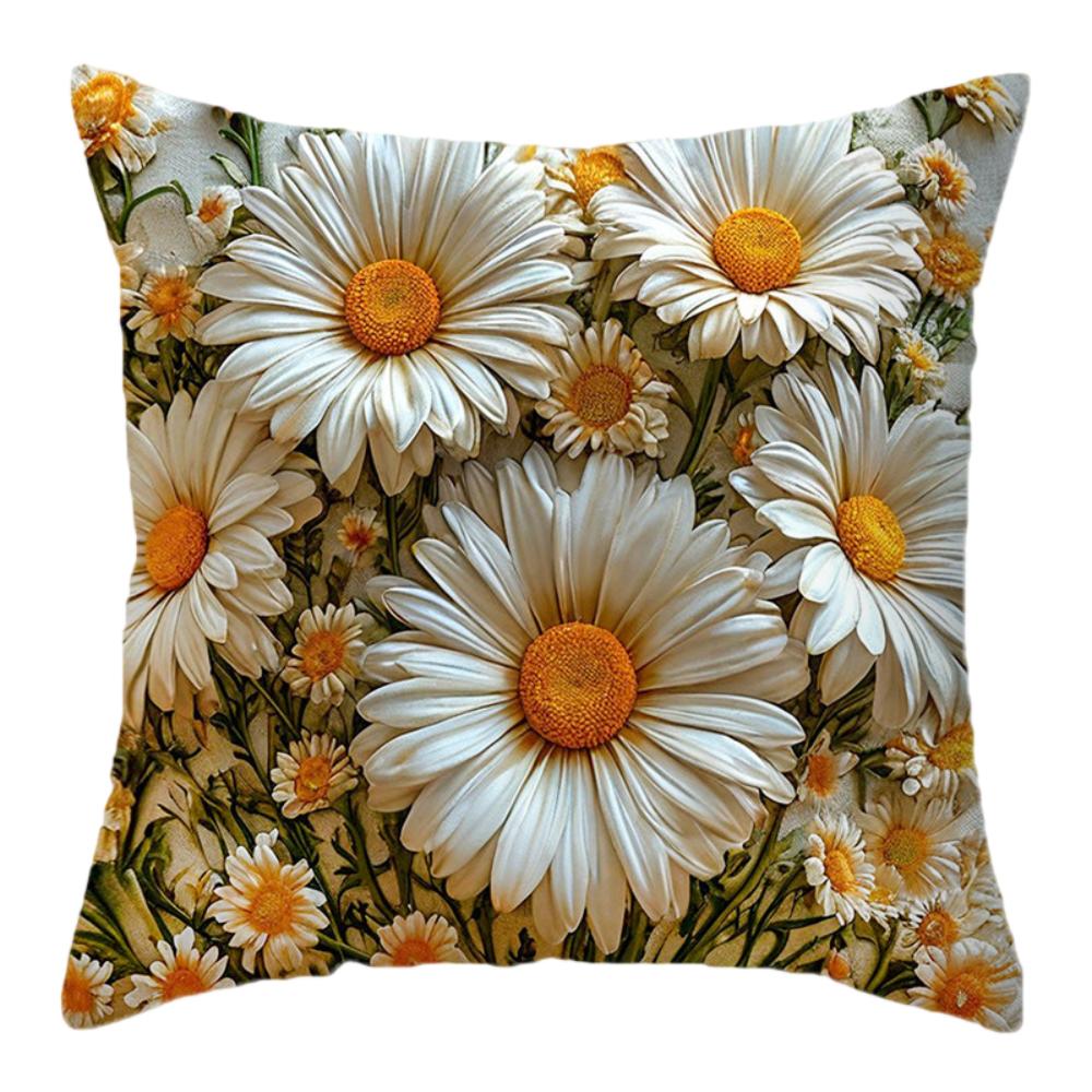

2D Floral Flowers Patters Pillowcase 45x45cm Butterfly Sofa Cushion Cover Lifelike Sunflower Pillow Cloth Cover Sofa Decor