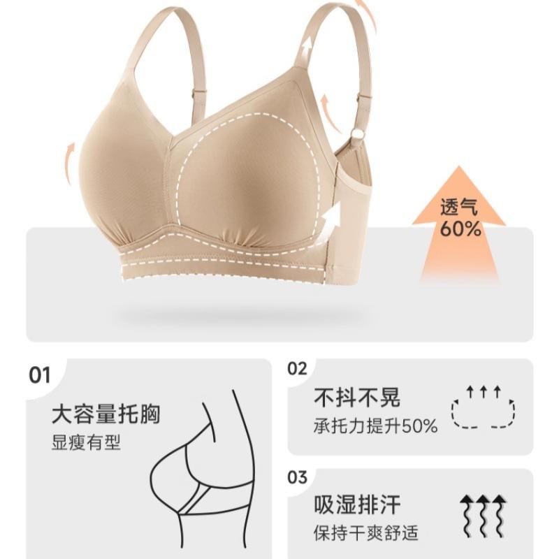 Large Chest Shows Small Thin Mesh Yarn Breathable Without Steel Ring Large Size Full Cup Seamless Underwear Anti-sagging Bra Cover