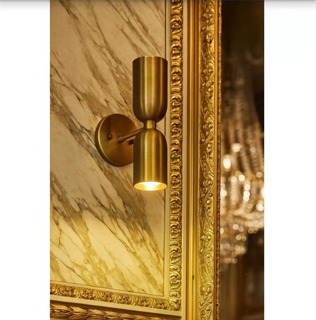 Raw Brass Double Cup Sconce Mid Century Modern Wall Light Front Door Sconce Handmade Brass Light Fixture Minimalist Home Lighting