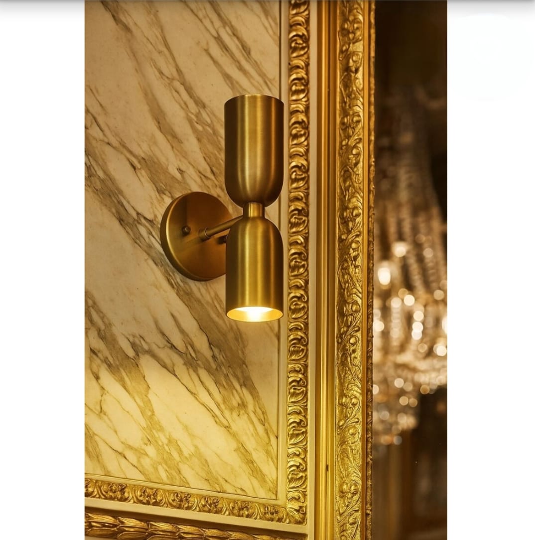 

Raw Brass Double Cup Sconce Mid Century Modern Wall Light Front Door Sconce Handmade Brass Light Fixture Minimalist Home Lighting золотистий