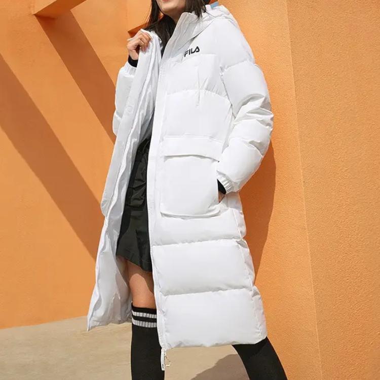 FILA Logo Letter Print Loose Warm Down Jacket Women Outerwear White F51W349906A-WT