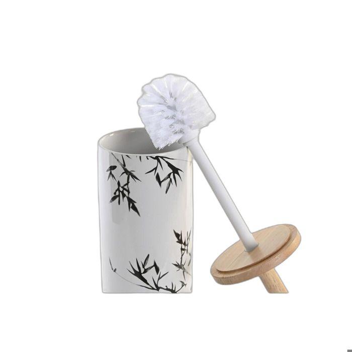 Brosse De Salle De Wc - DKD Home Decor - Métal Et Grès - Blanc - Design Oriental - 10x10x38,5cm