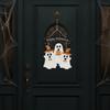 Cartoon Halloween Ghost Door Sign Wooden Door Hanging Haunted House Hanging Door Plate  Farmhouse
