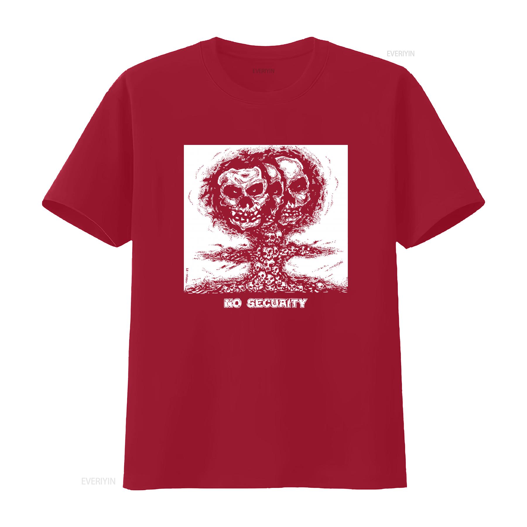 

NO SECURITY T shirt Hardcore Punk Crust D beat Anti cimex Skull Print Streetwear vintage Washed Top For Everyday Wear Stretched S
