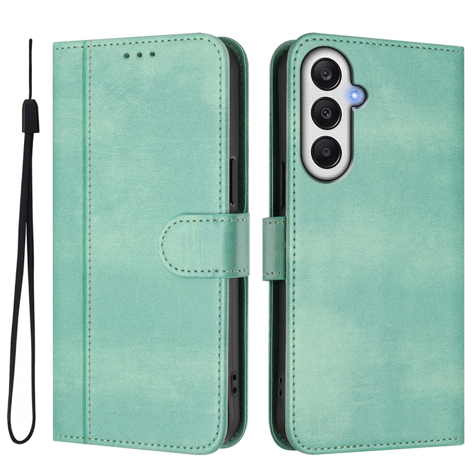 

For Samsung Galaxy A05s 4G Cases Wallet Stand Retro Texture Leather Phone Cover with Lanyard Mint Green