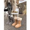 Gray Snow Boots Women's Winter Velvet Thickened Warm Cotton Shoes Thick-soled Fluffy Large Cotton Boots