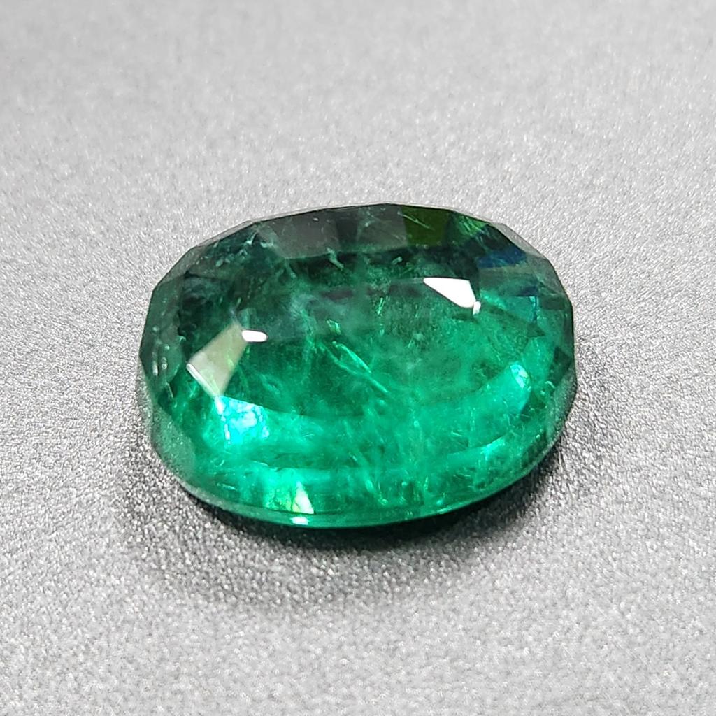 Certified Natural Zambian Green Emerald 11.25 Ct Oval Cut Loose Gemstone