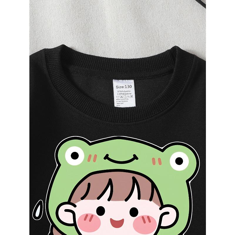 Kids Sweatshirt Crewneck Sweatshirt Featuring a Frog Hat, Rain Boots Designed for Water Splashes, Machine Washable