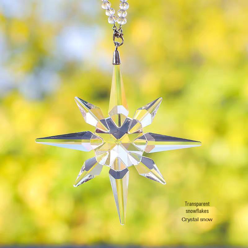 Goddess Style Crystal Snowflake Car Mirror Pendant - High-End Interior Ornament