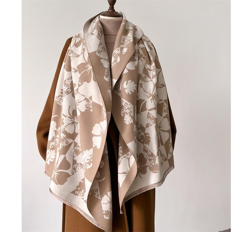 Luxury Brand Cashmere Women Floral Scarf Winter Warm Shawl and Wrap Bandana Pashmina Female Foulard Square Thick Blanket Poncho
