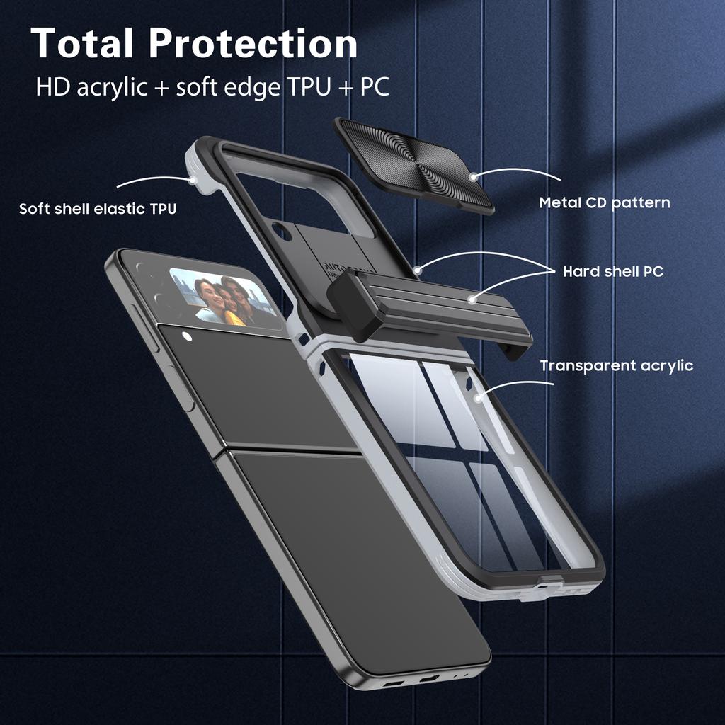 Drop Protection Acrylic Folding Clear Case For Samsung Galaxy Z Flip 4 5g Flip4 Zflip4 Camera Protective Phone Bag Funda Coque