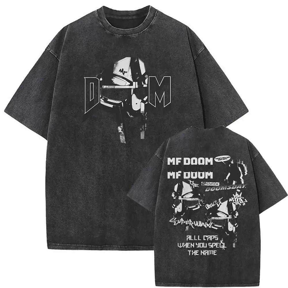 MF DOOM Washed Black Graphic T Shirt Hip Hop Rap Streetwear Unisex Tee