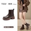 2025 autumn and winter platform leather Martin boots women's versatile British style thin boots round head high heel short boots