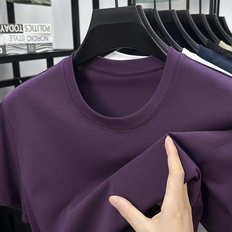 Pohodlné Měkké Lyocellové Tričko Letní Pánské Prodyšné Antibakteriální Jednobarevné Lehké Krátký Rukáv Kulatý Výstřih Spodní Tričko