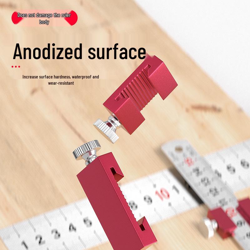 Steel Ruler Positioning Block – Aluminum Alloy Scribing Limiter for Woodworking and Marking.