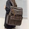 Schoolbag, business laptop handbag, unisex new PU soft leather backpack, fashionable commuter, large capacity travel backpack