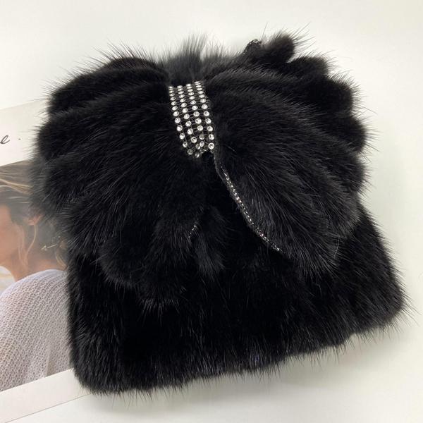 

Новые женские зимние шапки из натуральной норки, стильные шапки из лисьего меха с дизайном в виде бабочки и бриллиантов, теплые женские шапки, роскошная женская шапка из натурального меха One Size чёрный