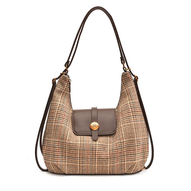 

Сумка-тоут в британском стиле большой вместимости, женская зимняя модная клетчатая сумка через плечо, многоцелевой рюкзак для поездок на работу 29*11*33