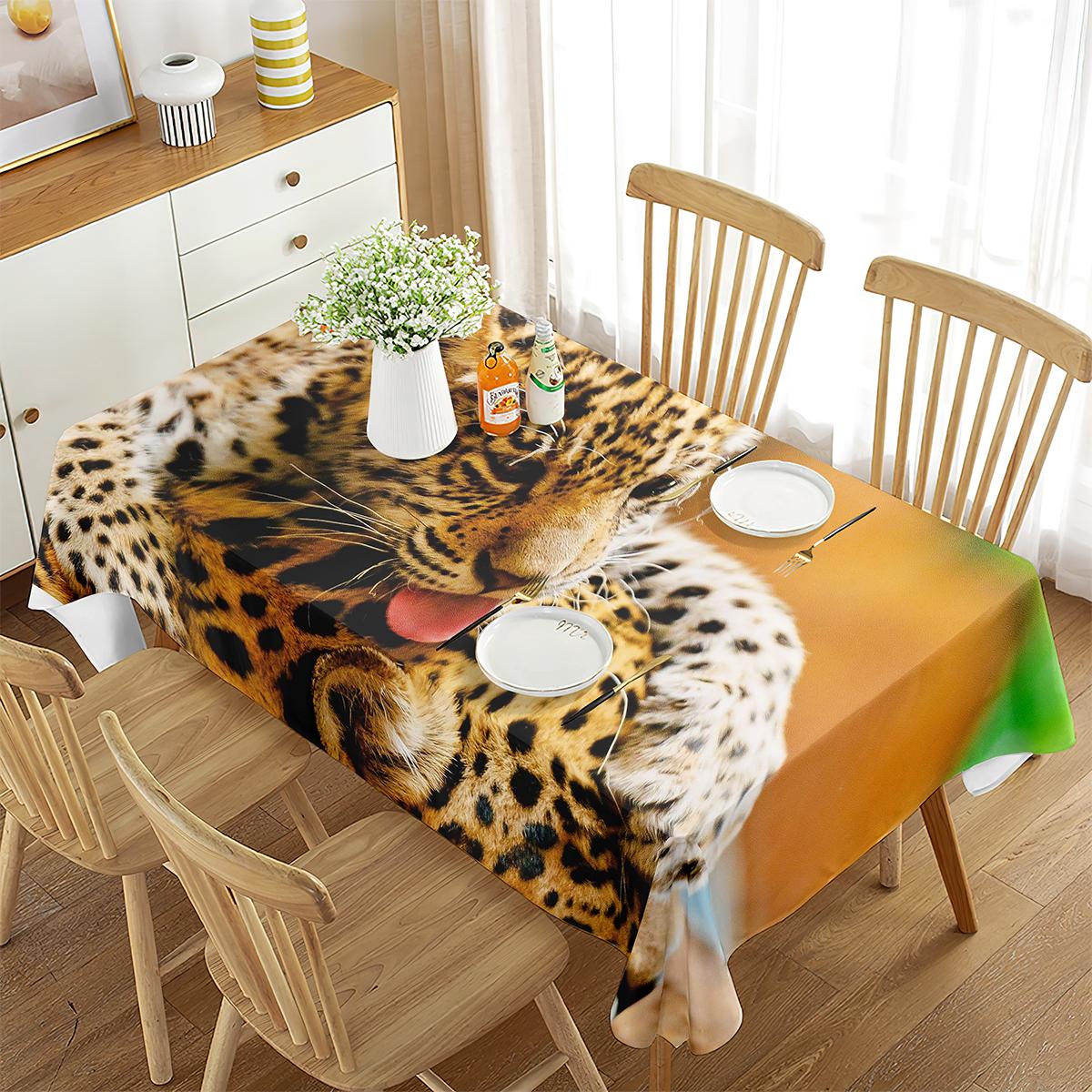 Leopard Rechthoekig Tafelkleed Afrikaanse Safari Dieren Tafelkleed Huisdecoratie voor Buiten Reizen Picknickmat Keuken Eetkamer 90x140cm