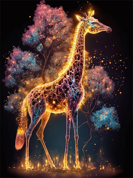 Full Square/Round Giraffe Colorful Home Decor Mosaic Embroidery Animal Fantasy Handmade Wall Art