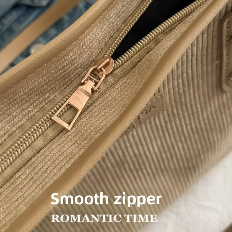New Simple Handbag Large Capacity Corduroy Tote Bag Simple Commuter Bag Comfortable and Versatile Texture Shoulder Bag
