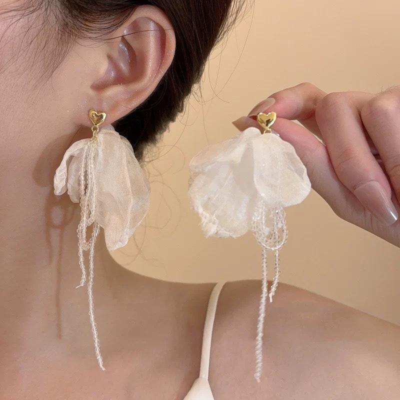 Серьги с бахромой из супер-феи, Нишевые серьги с высококлассным чувством темперамента в стиле отпуска, Летние серьги-цветочное море