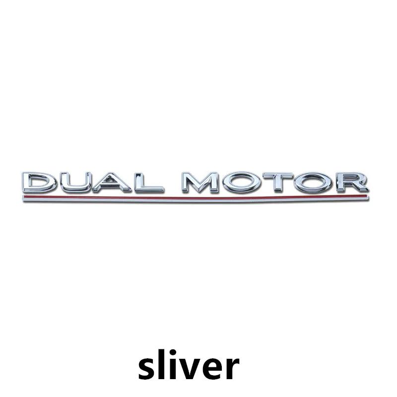 Dual motor underline letter badge For Tesla Model Y 3 X S Car Styling High Performance Trunk badge sticker Chrome black red