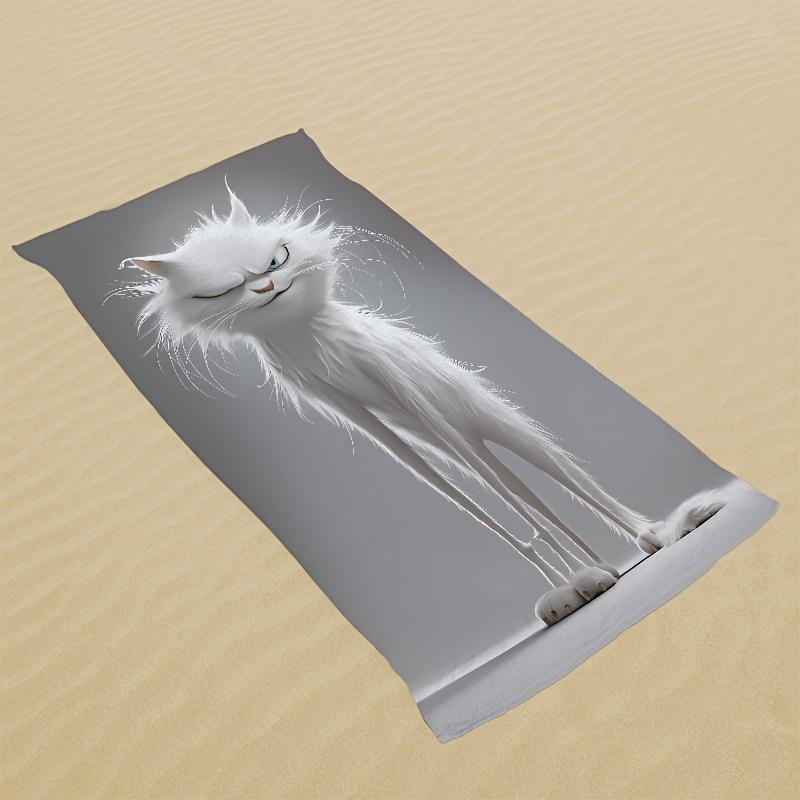 1pc Long-legged Cat Pattern Beach Towel, Suitable for Seaside Beach,Camping Travel, Yoga Fitness Multi-purpose Beach Towel