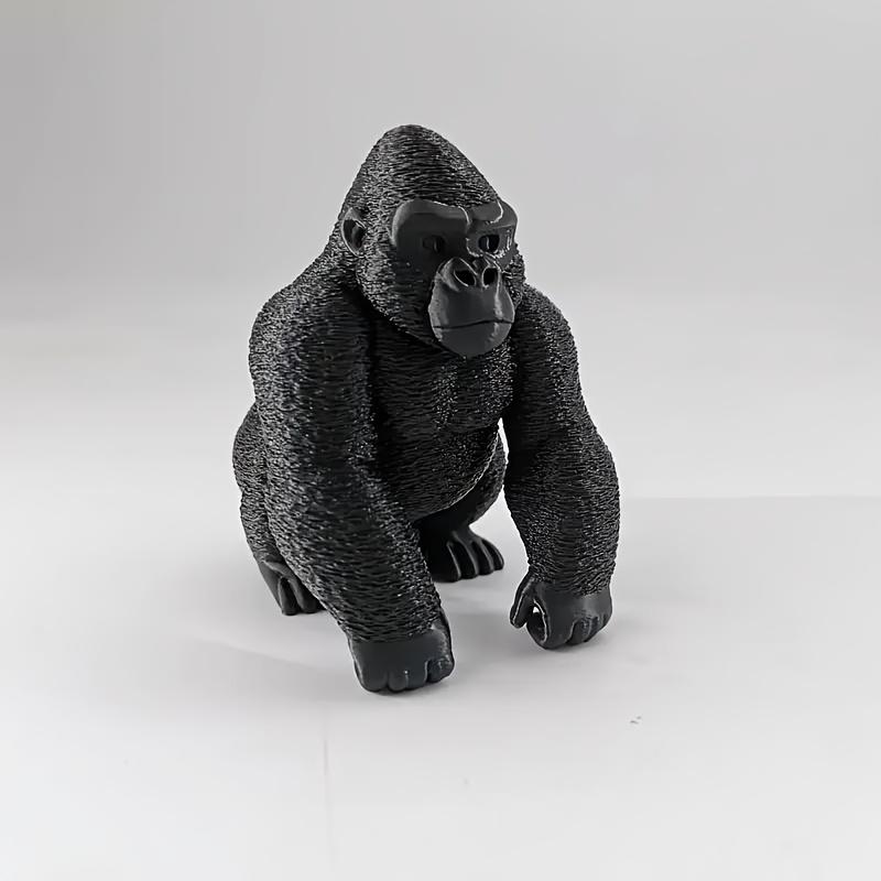 3D Printed Silver Backed Gorilla Statue, Realistic Chimpanzee Ornament, Used for Desktop, Office, and Holiday Home Decoration
