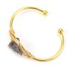 Handmade Gold Winding Natural Crystal Rough Stone Amethyst Bracelet, Bracelet Opening Adjustable B07