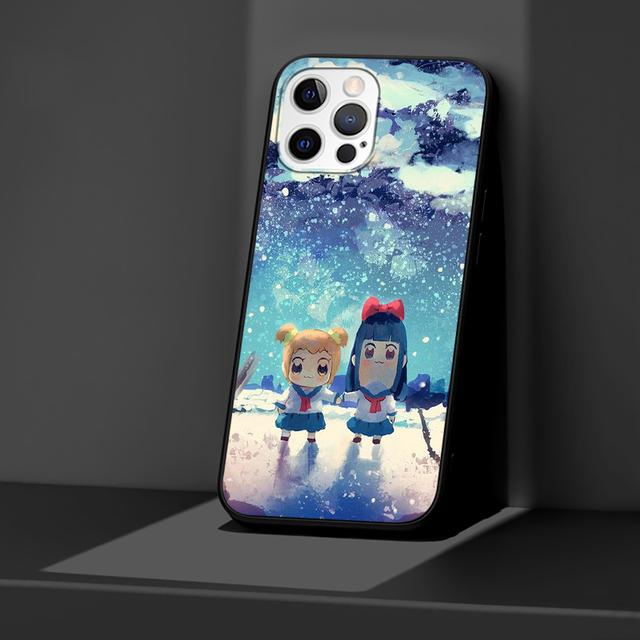 Pop Team Pipi Anime Kılıf Apple Iphone 14 11 13 Mini 12 Pro Max Xr 7 8 +Se 2020 Xs 6 6s Plus 5 5s Siyah Silikon Telefon Kılıfı