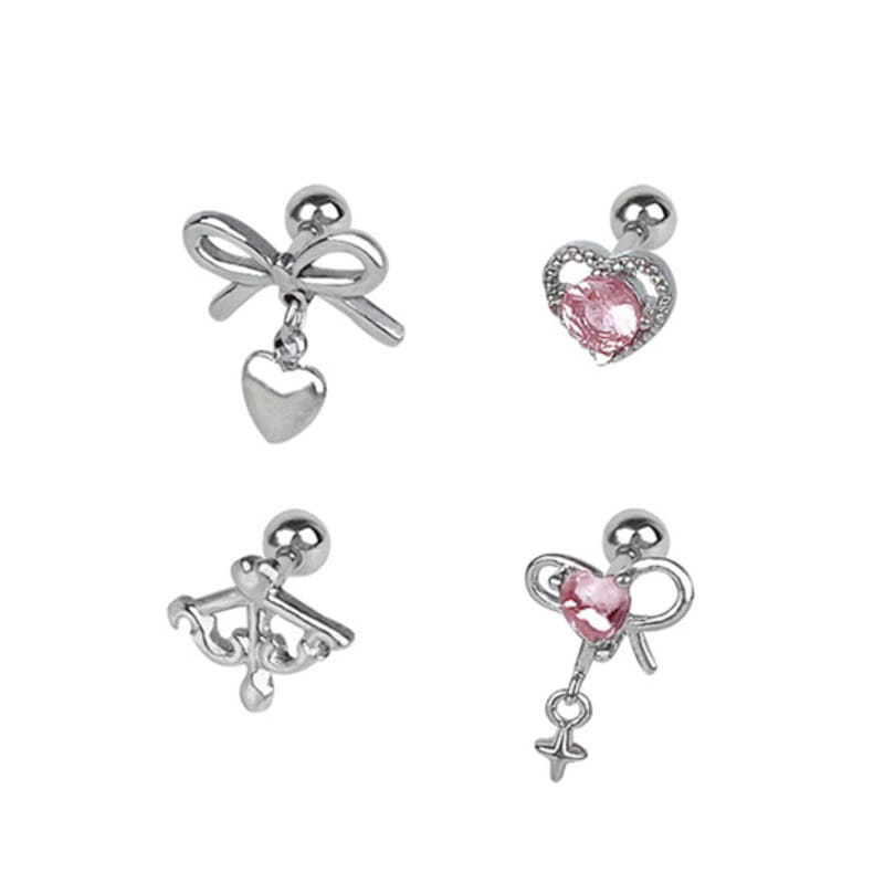 VVV [SET] Cupid Ribbon Heart Piercing