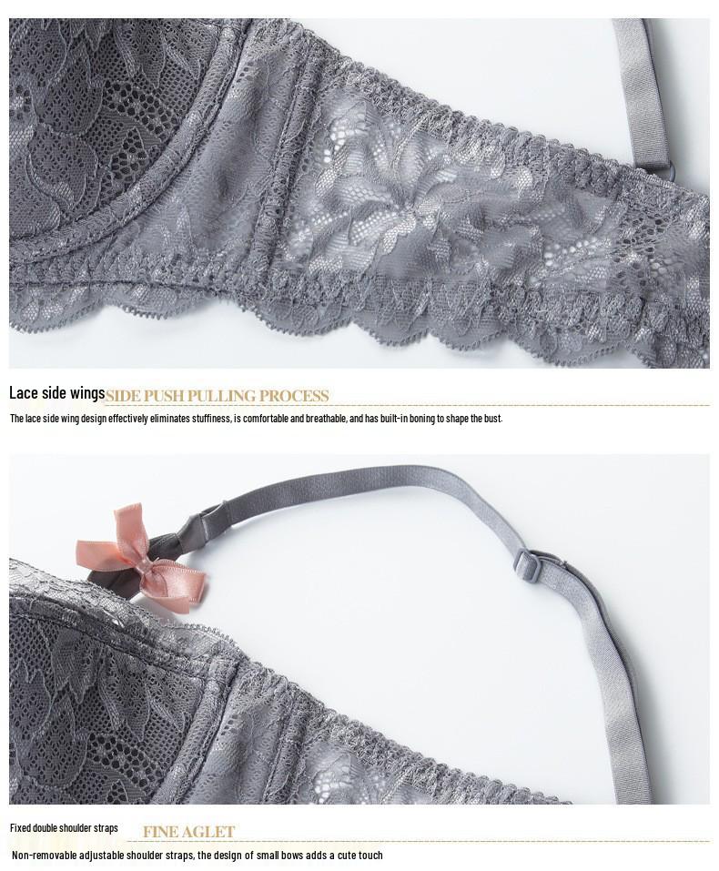 European & American Plus Size Sexy Lace Push-Up Lingerie Set – French Half-Cup Design for a Flattering Look