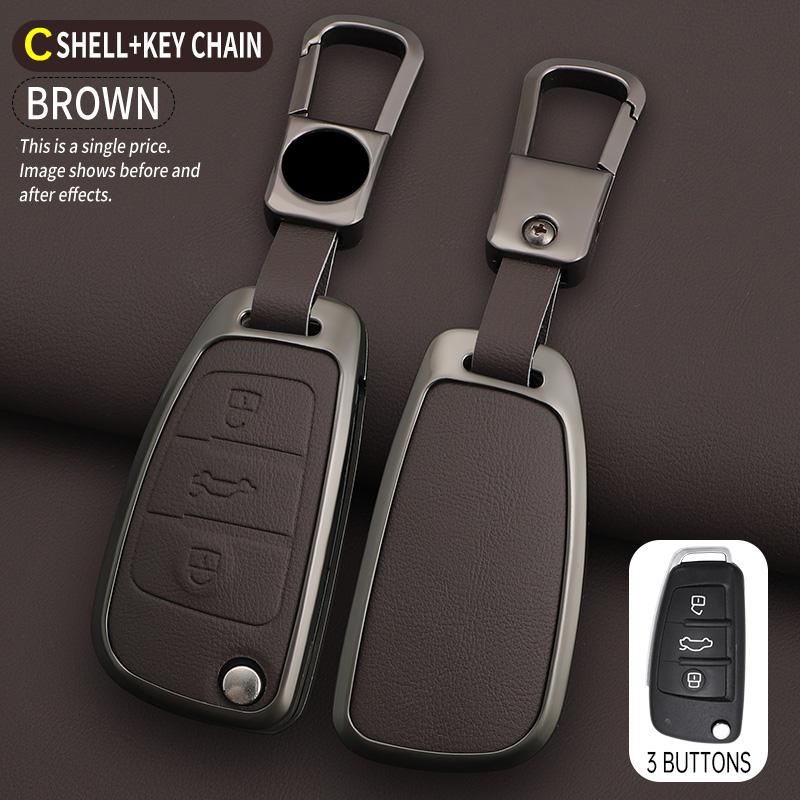 Zinc Alloy Leather Car Remote Key Case Cover for A1 A3 8P A4 A5 A6 C7 A7 S3 S7 S8 R8 Q2 Q3 Q5 Q7 Q8 SQ5 TT RS3 RS6 Keychain