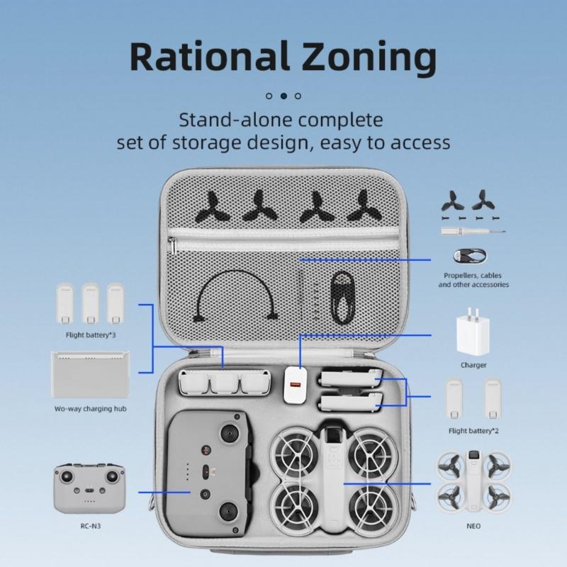 Portable Drones Carrying Case With Inner Compartments, Water Resistant For Drones, Lightweight Design Handbag