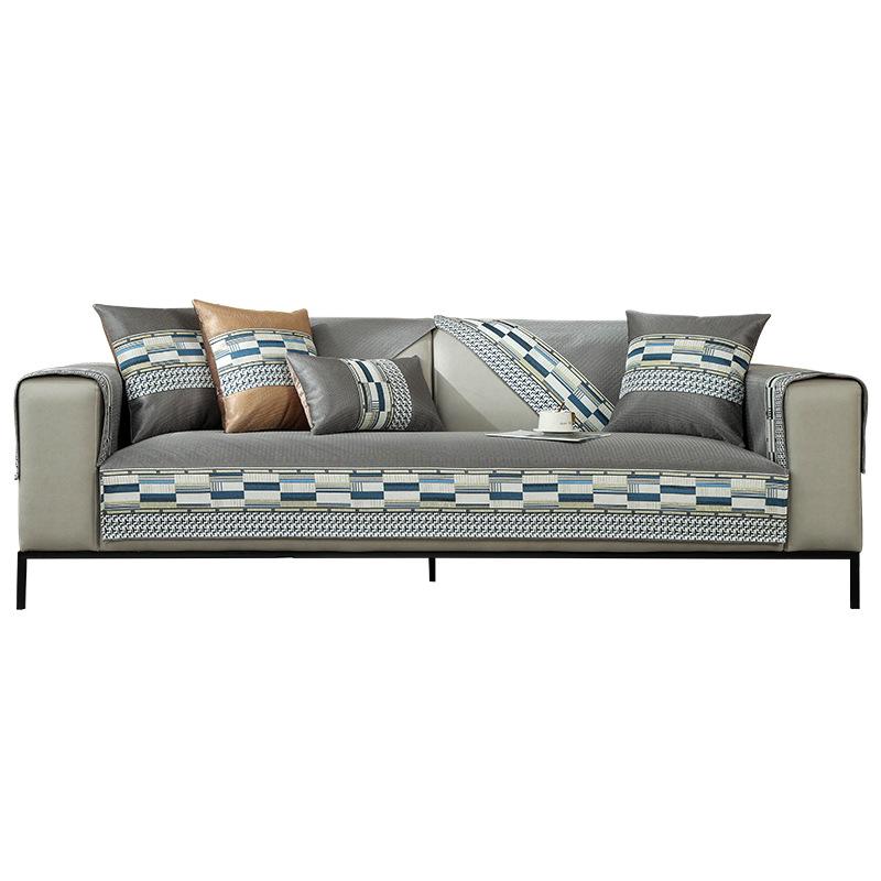 Summer Ice Silk Sofa Cushion Non-Slip Modern Light Luxury Living Room Sofa Cover Soft Comfortable Breathable