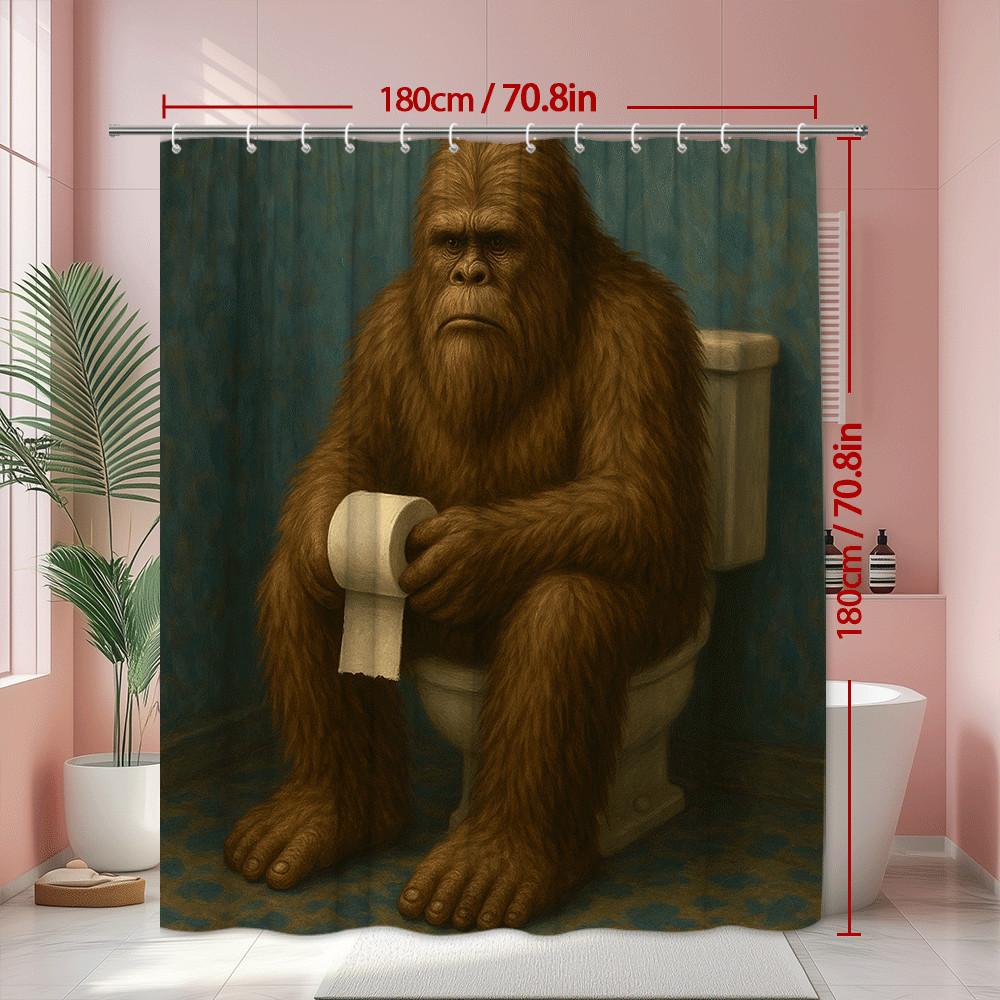 Nny Bigfoot Shower Curtain Realistic Sasquatch Holding Toilet Paper Humor Design Waterproof Easy To Install Elevate Your Space
