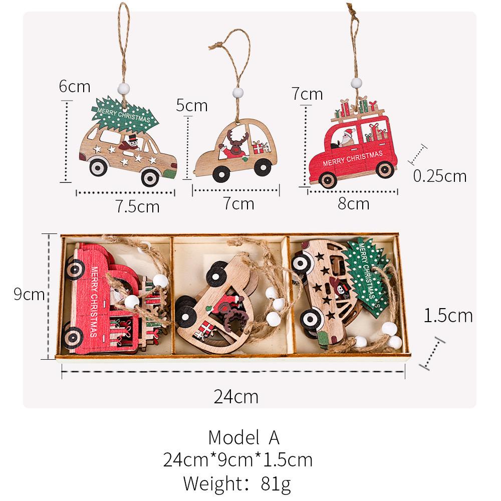 Wooden Christmas Charming Decor Set Featuring Adorable Santa Claus And Sleigh Designs Perfect For Cheer Holiday