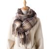 Korean version of imitation cashmere literary lines plaid warm shawl scarf autumn and winter fashion atmosphere versatile fringed scarf