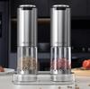 Circle Joy Stainless Steel Electric Pepper Grinder Rechargeable Home Sichuan Pepper And Sea Salt Grinder Seasoning Bottle Jar Set of Two