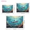 2D Plane 1 Banner Display Background Fabric Featuring a Shark and Coral Underwater World Scene for Daily Decoration