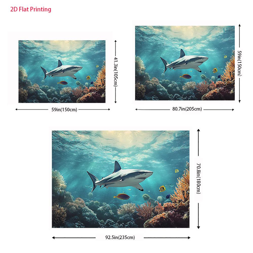 2D Plane 1 Banner Display Background Fabric Featuring a Shark and Coral Underwater World Scene for Daily Decoration