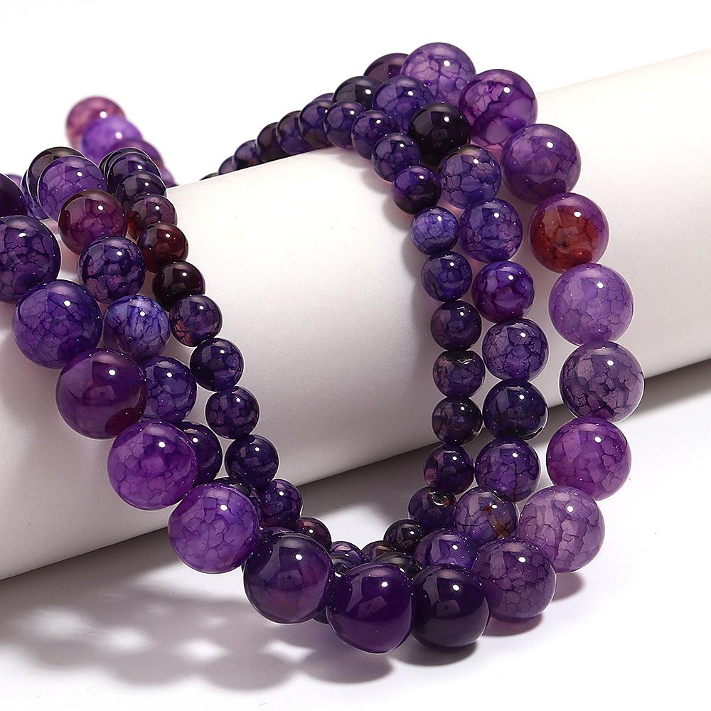 6/8/10mm Natural Stone Purple Dragon Agate Beads Round Loose Spacer Beads For Jewelry Making DIY Bracelet Necklace Accessories
