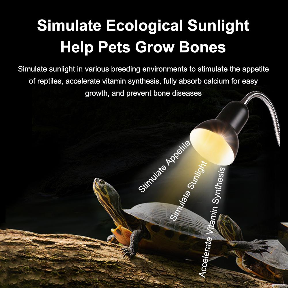 Reptile Heat Lamp Rotating Reptile Light Bracket with Clamp UVA/UVB Heating Lamp Bulb 25W/50W/75W