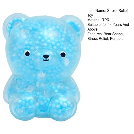Glitter Bear Squeeze Toy Stress Relief Foam Bead Filled Bear Sensory Toy Anxiety